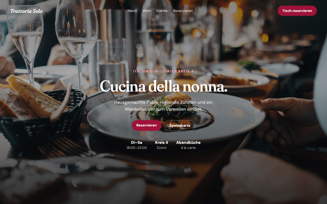 Beispiel einer blitzweb Website für Gastro