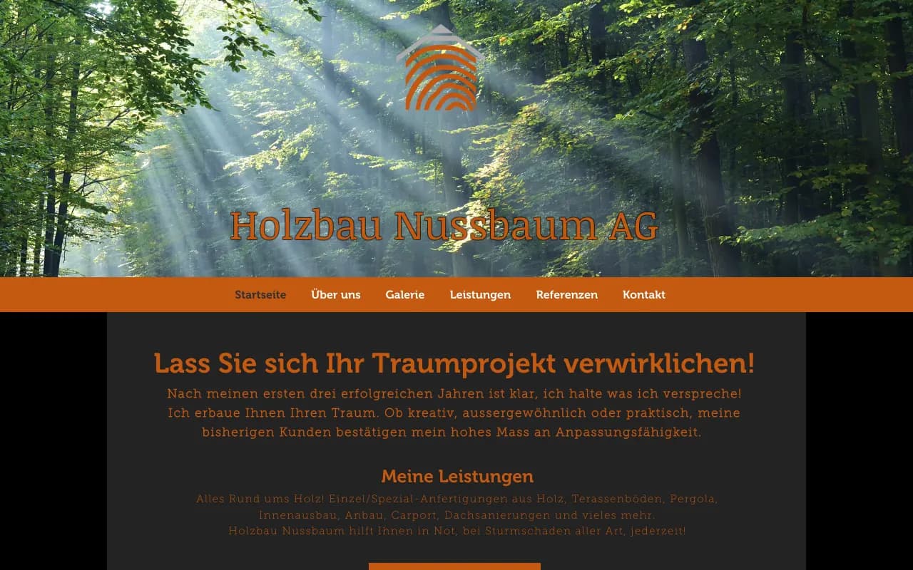Startseite von Holzbau Nussbaum AG vor der Modernisierung