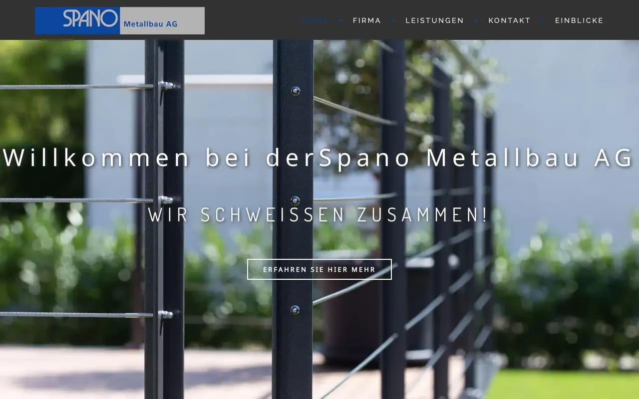 Startseite von Spano Metallbau AG vor der Modernisierung